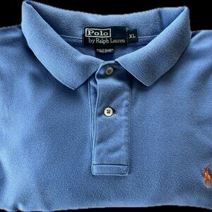 POLO Ralph Lauren Men's Blue Soft Cotton/Jersey Knit Polo Shirt - Classic Fit XL